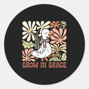 Grow In Grace Boho Floral Silly Goose Coquette Bow Classic Round Sticker
