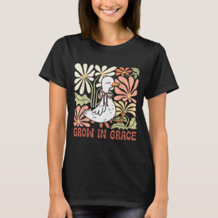 Grow In Grace Boho Floral Silly Goose Coquette Bow T-Shirt