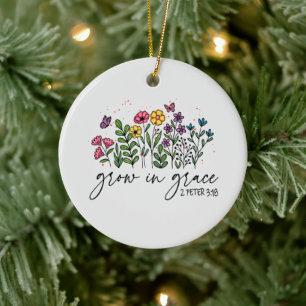 Grow in Grace Ceramic Ornament