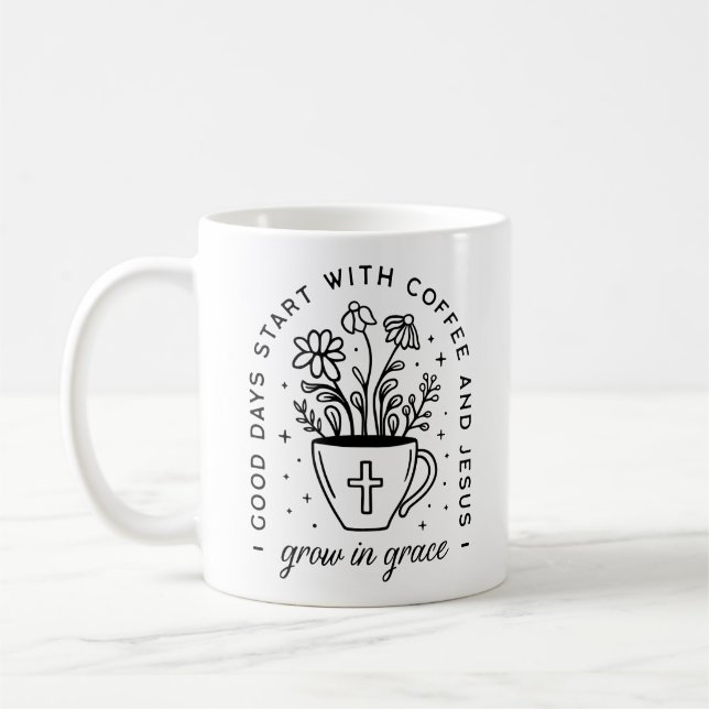 Grow in grace coffee and Jesus Christian quotes Mug (Left)