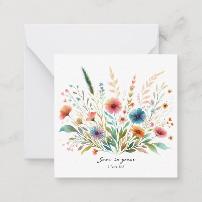 Grow in Grace floral Card (Front)