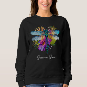 Grow in Grace Floral Dragonfly Christian Summer Sweatshirt