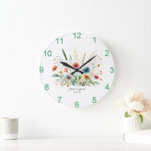 Grow in Grace floral Large Clock