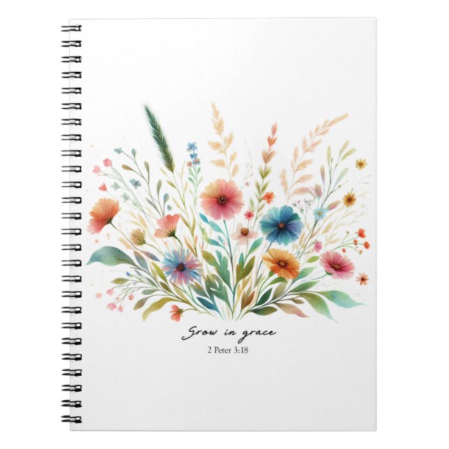 Grow in Grace floral Notebook (Front)