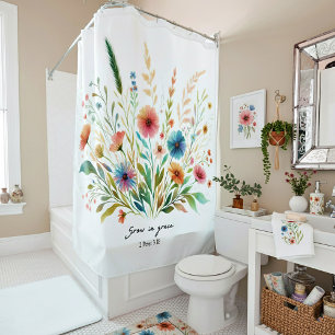 Grow in Grace floral Shower Curtain