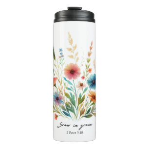 Grow in Grace floral Thermal Tumbler