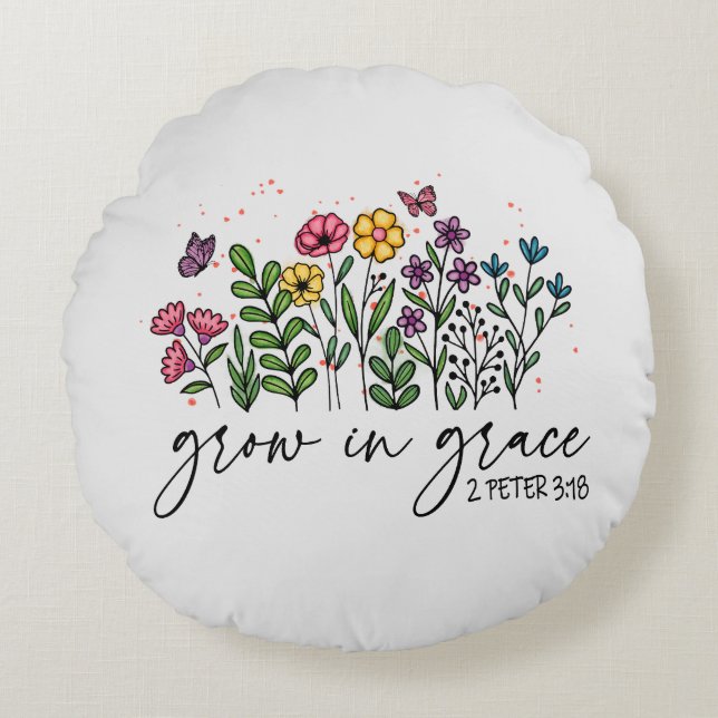 Grow in Grace Round Cushion (Front)