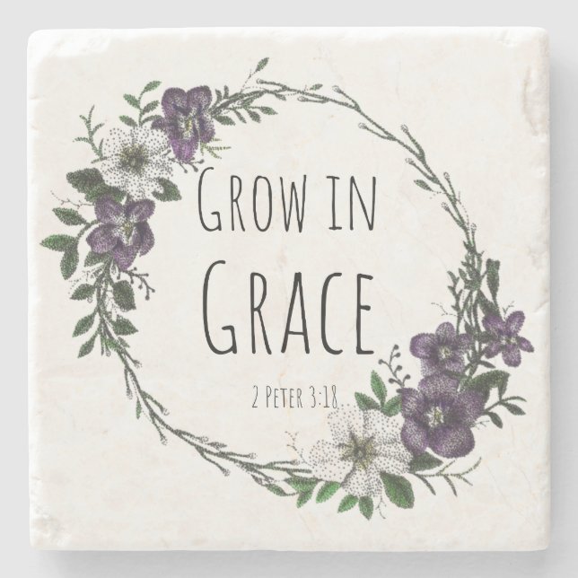 Grow in Grace Stone Coaster (Front)
