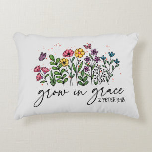 Grow in Grace – Vibrant Floral Inspirational Decorative Cushion