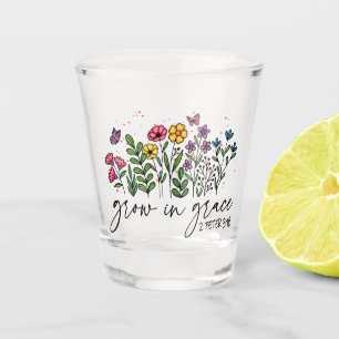 Grow in Grace – Vibrant Floral Inspirational Shot Glass