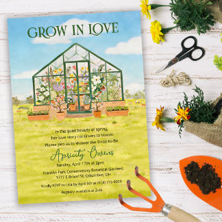 Grow in Love Greenhouse Bridal Shower Invitation