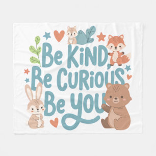 Grow Kind and Curious Message for Little Kids Fleece Blanket