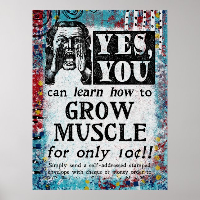 Grow Muscle - Funny Vintage Ad Poster (Front)