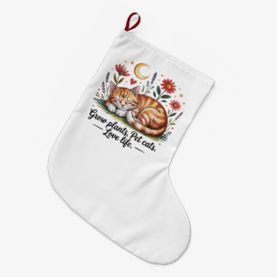 Grow Plants Pet Cats Love Life Cute Gardening Large Christmas Stocking