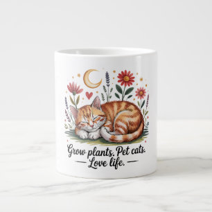 Grow Plants Pet Cats Love Life Cute Gardening Large Coffee Mug