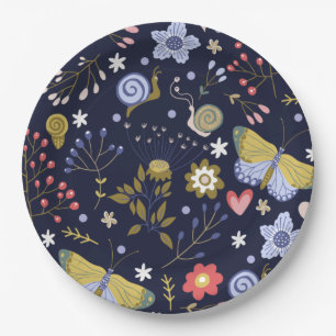 Grow Positive Flowers And Butterfly Colorful Paper Plate