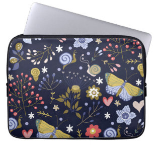 Grow Positive Flowers And Butterfly Colourful Laptop Sleeve
