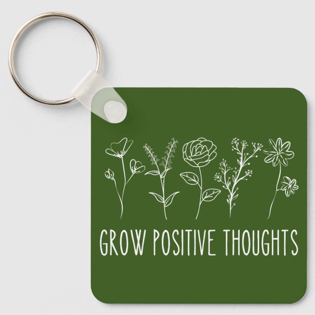 Grow Positive Thoughts Aesthetic Key Ring (Front)