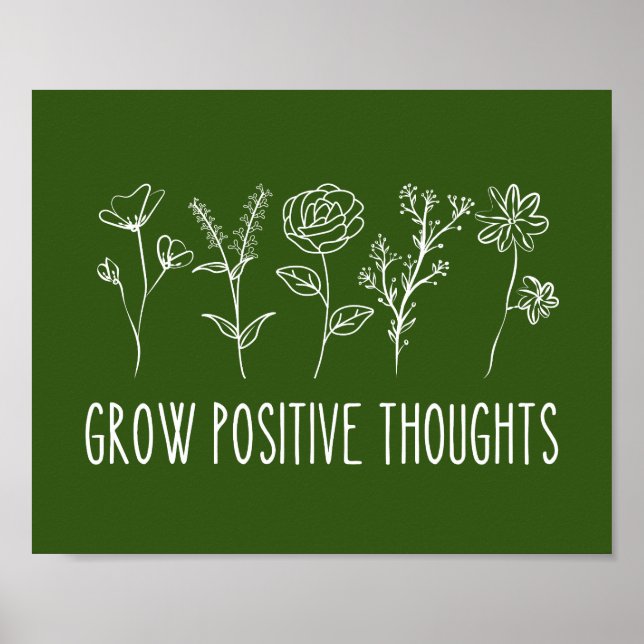 Grow Positive Thoughts Aesthetic Poster (Front)