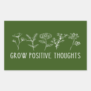 Grow Positive Thoughts Aesthetic Rectangular Sticker