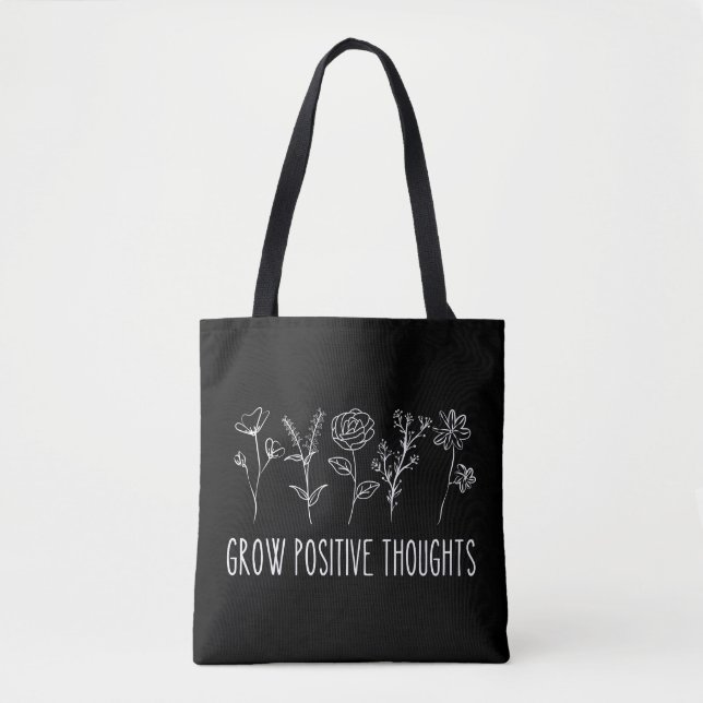Grow Positive Thoughts Aesthetic Tote Bag (Front)
