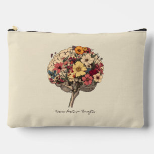 Grow Positive Thoughts Brain Floral Style T-Shirt Accessory Pouch