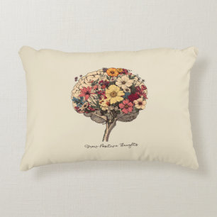 Grow Positive Thoughts Brain Floral Style T-Shirt Decorative Cushion