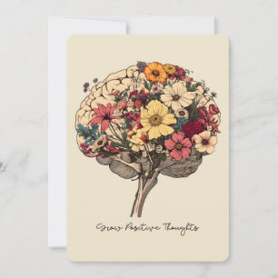 Grow Positive Thoughts Brain Floral Style T-Shirt Invitation