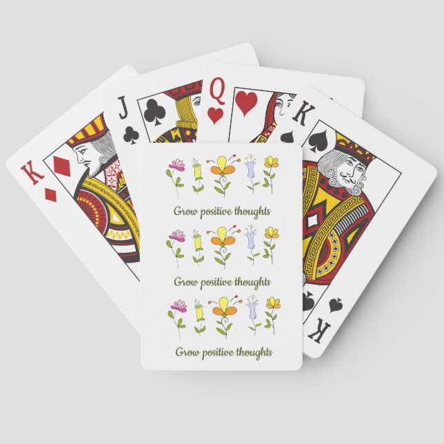 Grow positive thoughts flowers   playing cards (Back)