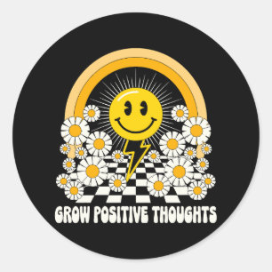 Grow Positive Thoughts – Inspirational Floral (3) Classic Round Sticker