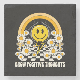 Grow Positive Thoughts – Inspirational Floral (3) Stone Coaster