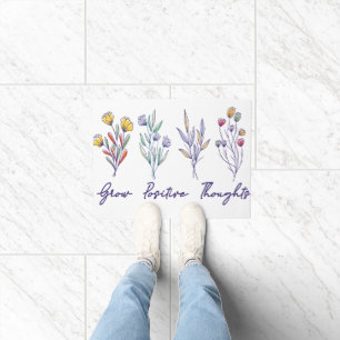 Grow Positive Thoughts Wildflower Floral Plant  Doormat
