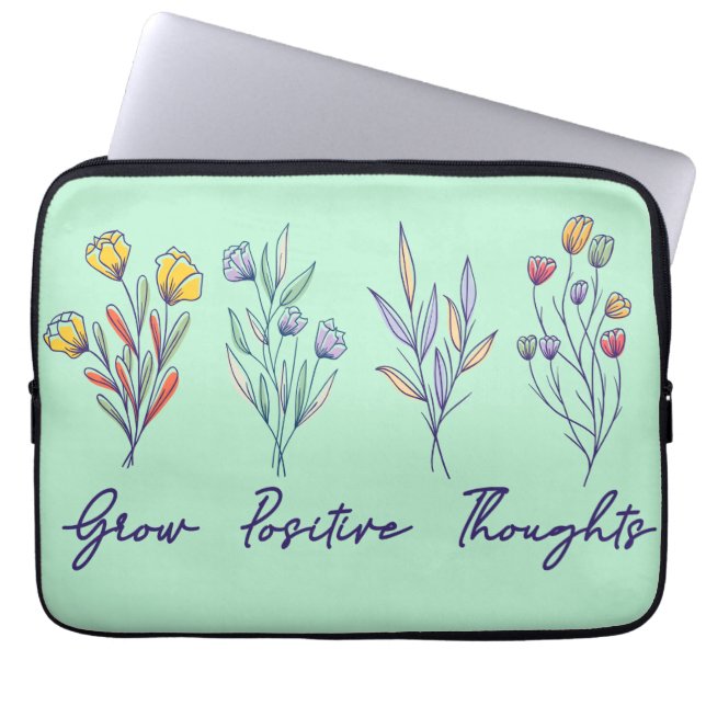 Grow Positive Thoughts Wildflower Floral Plant  Laptop Sleeve (Front)