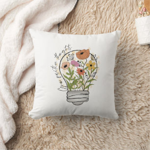Grow positive thoughts Wildflowers Inspirational Cushion