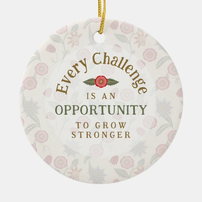 "Grow Stronger" Affirmation Ceramic Ornament (Front)
