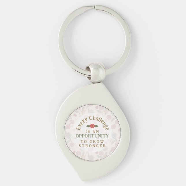 "Grow Stronger" Affirmation Metal Keychain (Front)