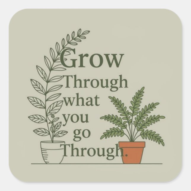 Grow through what you go through  square sticker (Front)