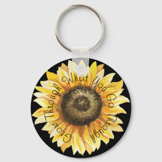 Grow Through What You Go Through Sunflower Keychai Key Ring