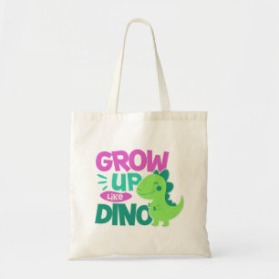 Grow Up Like Dino Cute Dinosaur Illustration Tote Bag