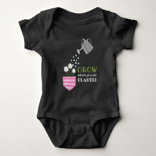 Grow where you are planted pocket inspirational baby bodysuit