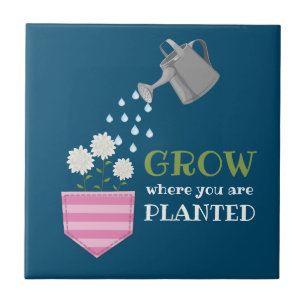 Grow where you are planted pocket inspirational  ceramic tile
