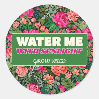 Grow Wild Gouache Botanical for Green Corners Classic Round Sticker