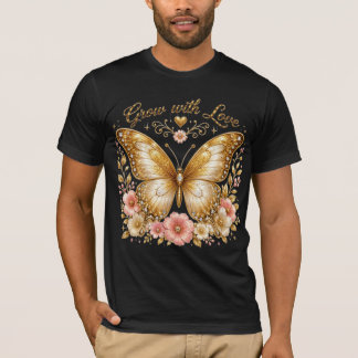 Grow with Love Gold Butterfly Floral Men TShirt