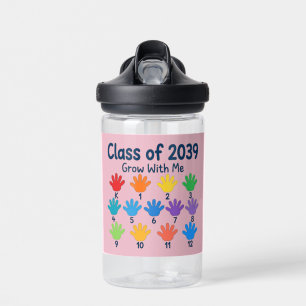 Grow With Me Class Of 2039 Shirt Handprint Keeps Water Bottle