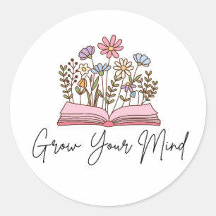 Grow Your Mind Book Lover Reading is Love Classic Round Sticker