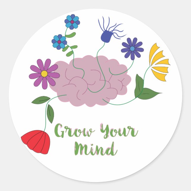 Grow Your Mind Classic Round Sticker (Front)