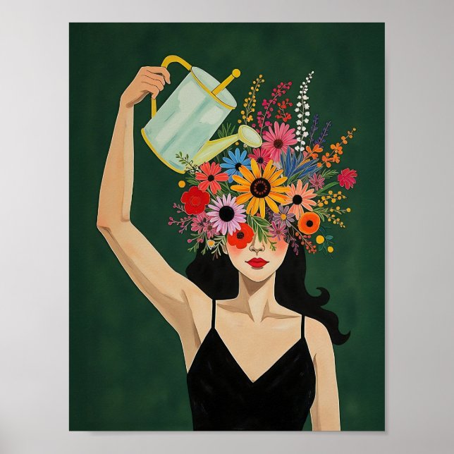 Grow Your Mind Moody Emerald Poster (Front)