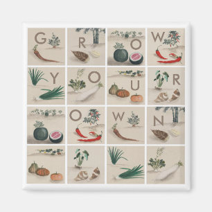 Grow Your Own Organic Vegetables Squares Magnet