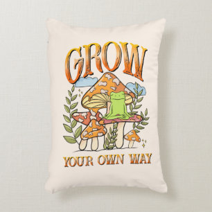 "Grow Your Own Way" Meditating Frog & Mushroom Decorative Cushion