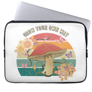 Grow Your Own Way Retro Mushroom Laptop Sleeve